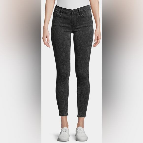 Frame Woman’s Le Skinny De Jeanne Python-Print Jeans Black Size 25 - Picture 1 of 14